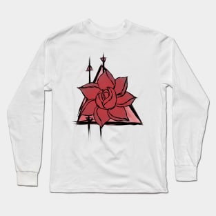 Red Flower Triangle Design Long Sleeve T-Shirt